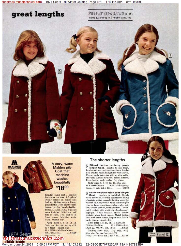 1974 Sears Fall Winter Catalog, Page 421