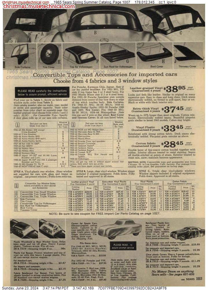 1965 Sears Spring Summer Catalog, Page 1007
