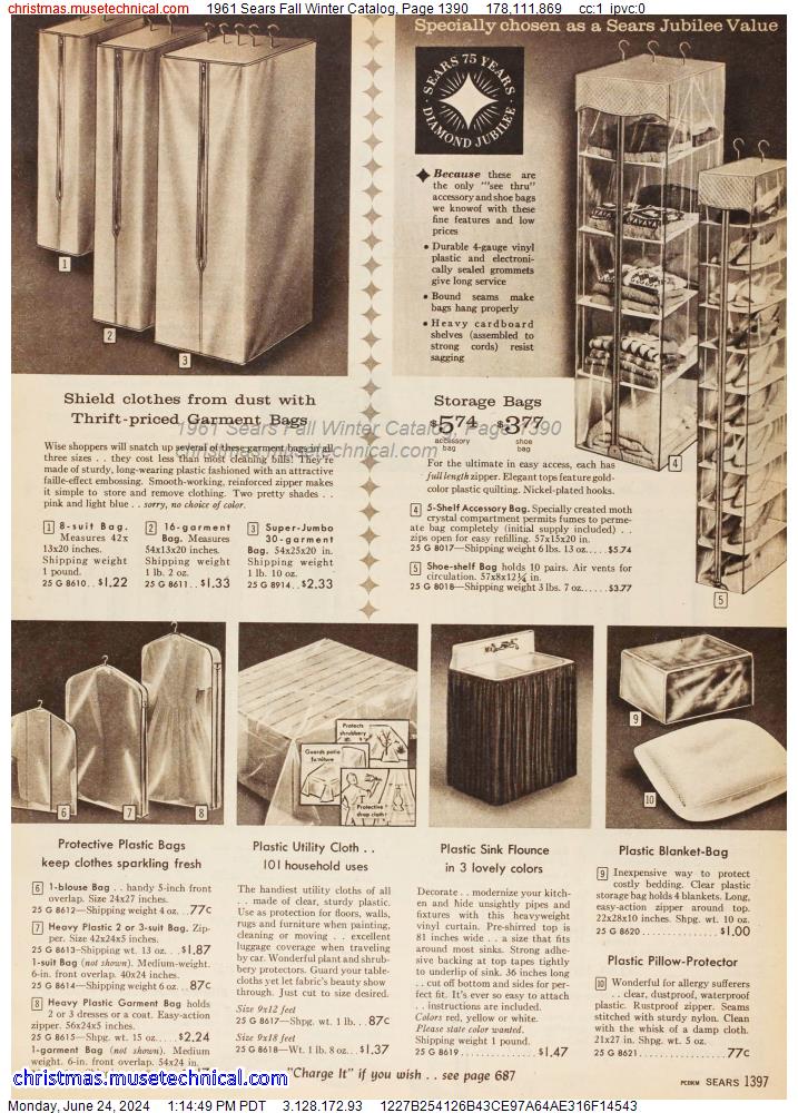 1961 Sears Fall Winter Catalog, Page 1390