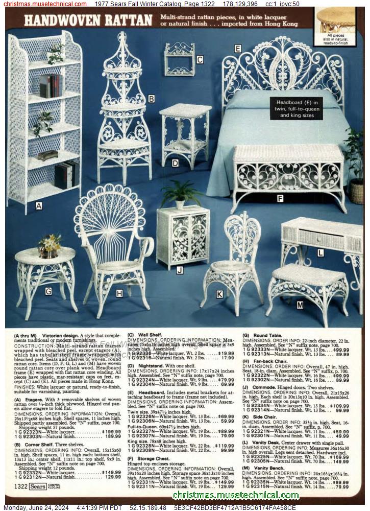 1977 Sears Fall Winter Catalog, Page 1322
