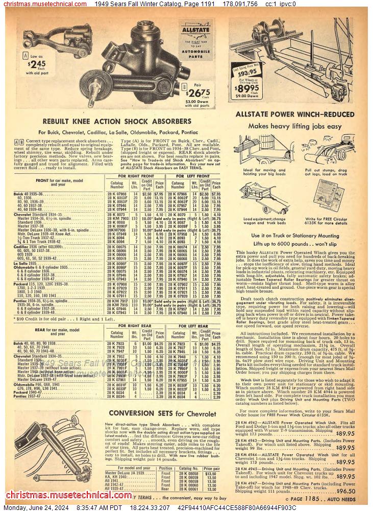 1949 Sears Fall Winter Catalog, Page 1191