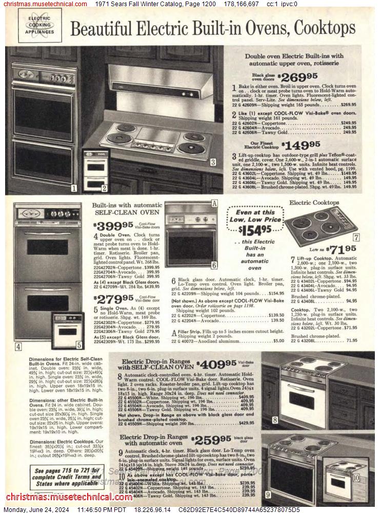 1971 Sears Fall Winter Catalog, Page 1200