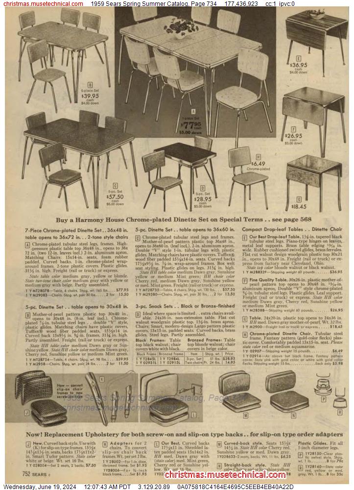 1959 Sears Spring Summer Catalog, Page 734