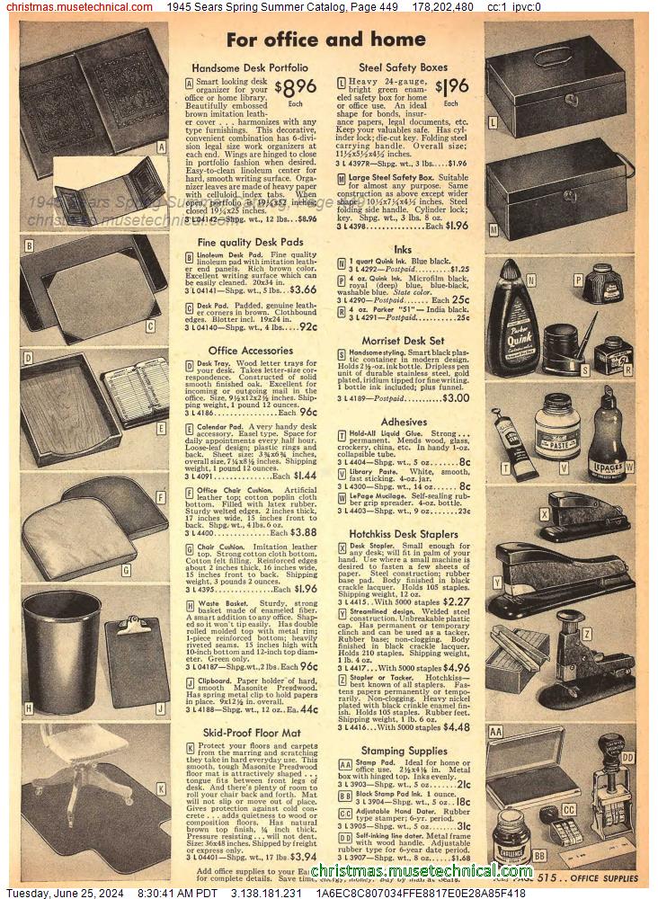 1945 Sears Spring Summer Catalog, Page 449
