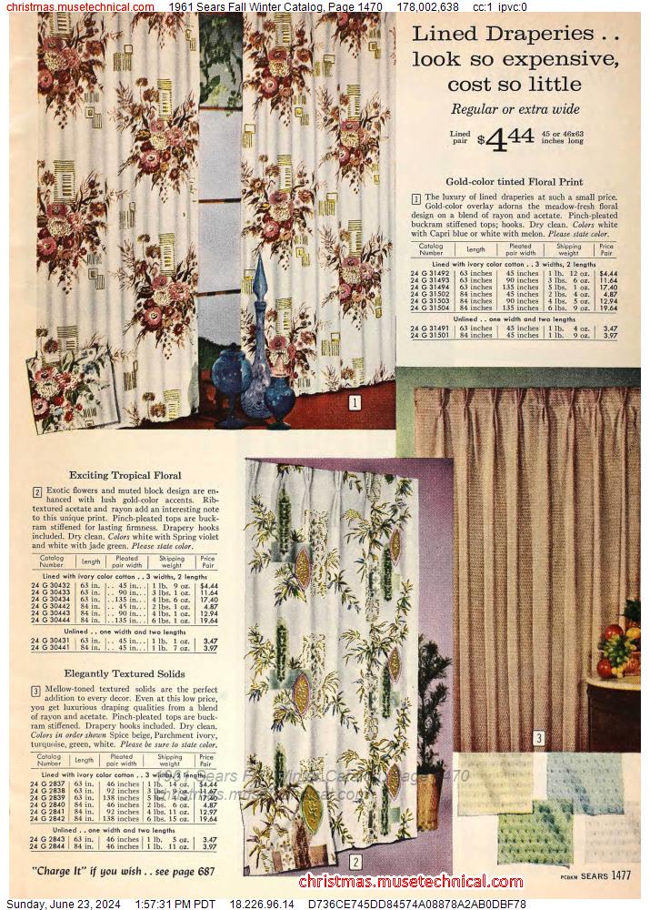 1961 Sears Fall Winter Catalog, Page 1470