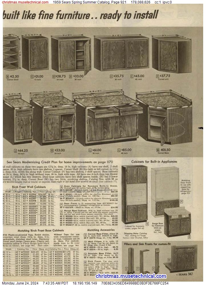 1959 Sears Spring Summer Catalog, Page 921