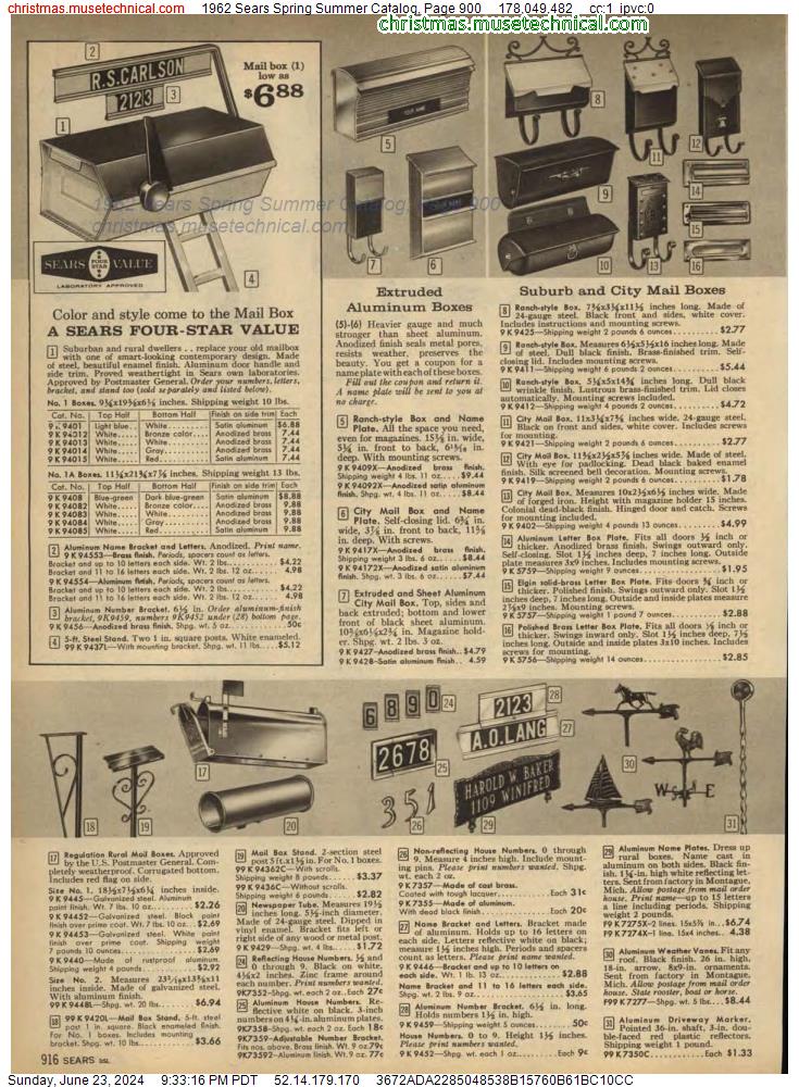 1962 Sears Spring Summer Catalog, Page 900