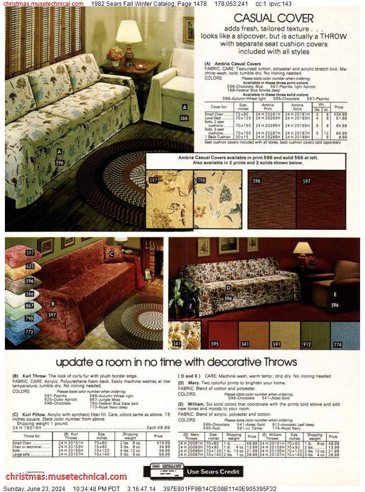 1982 Sears Fall Winter Catalog, Page 1478