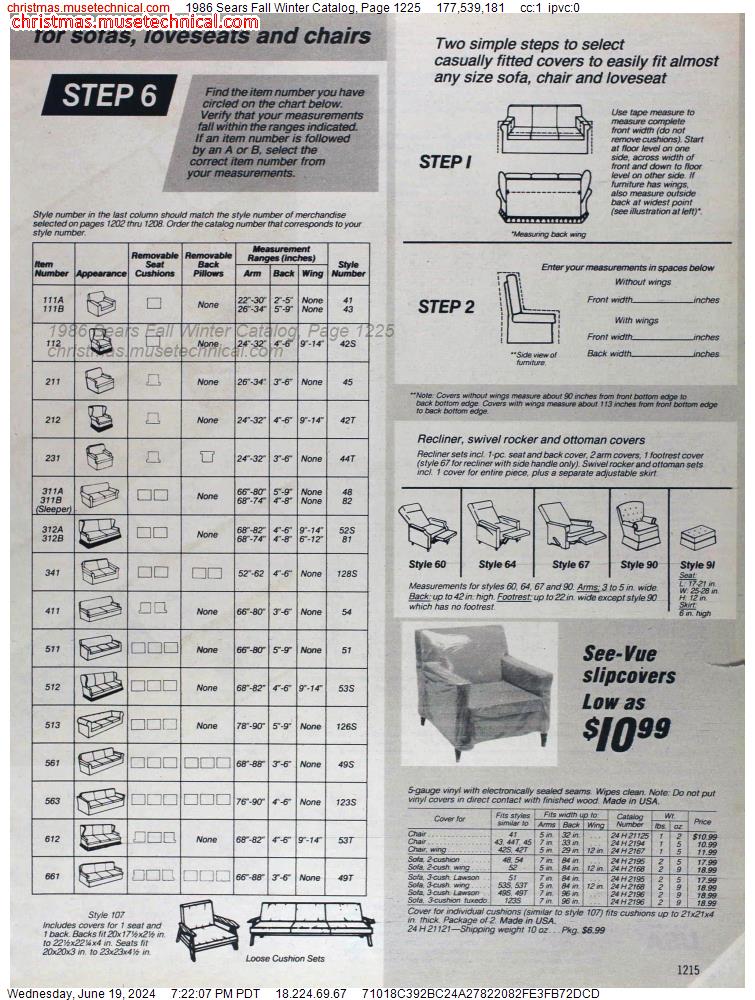 1986 Sears Fall Winter Catalog, Page 1225
