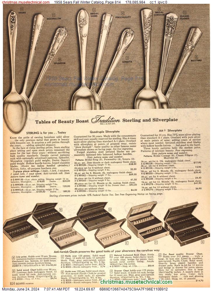 1958 Sears Fall Winter Catalog, Page 814