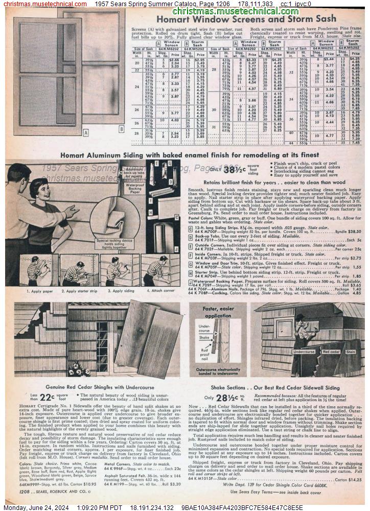 1957 Sears Spring Summer Catalog, Page 1206