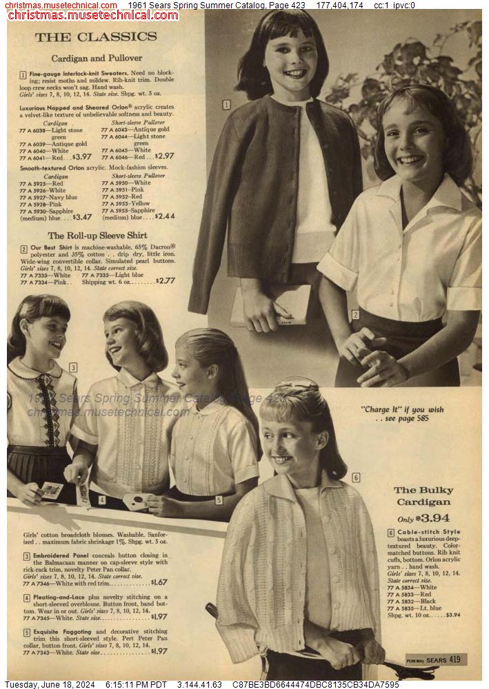 1961 Sears Spring Summer Catalog, Page 423