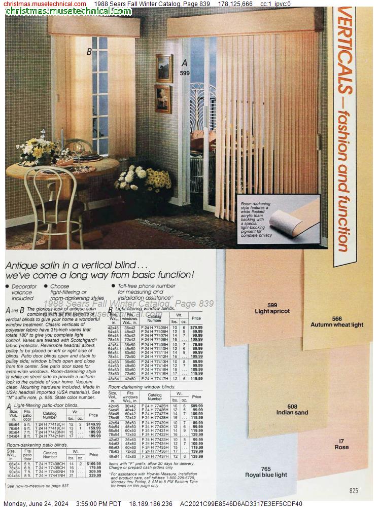 1988 Sears Fall Winter Catalog, Page 839