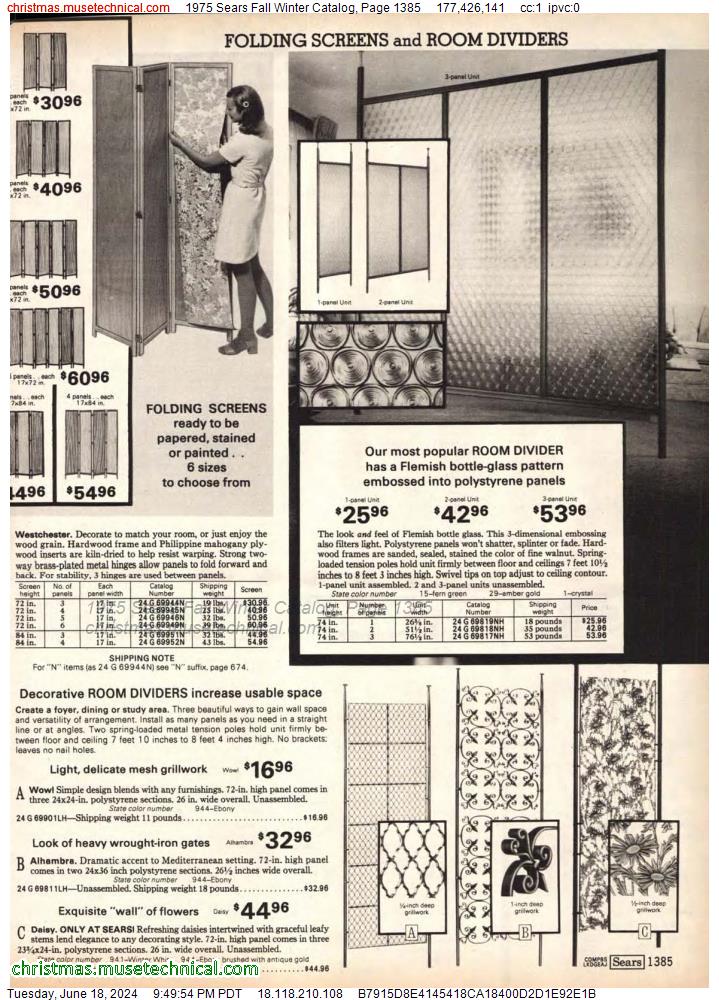 1975 Sears Fall Winter Catalog, Page 1385