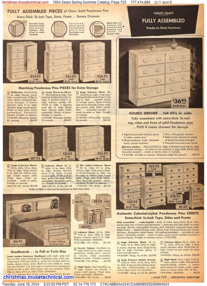 1954 Sears Spring Summer Catalog, Page 725