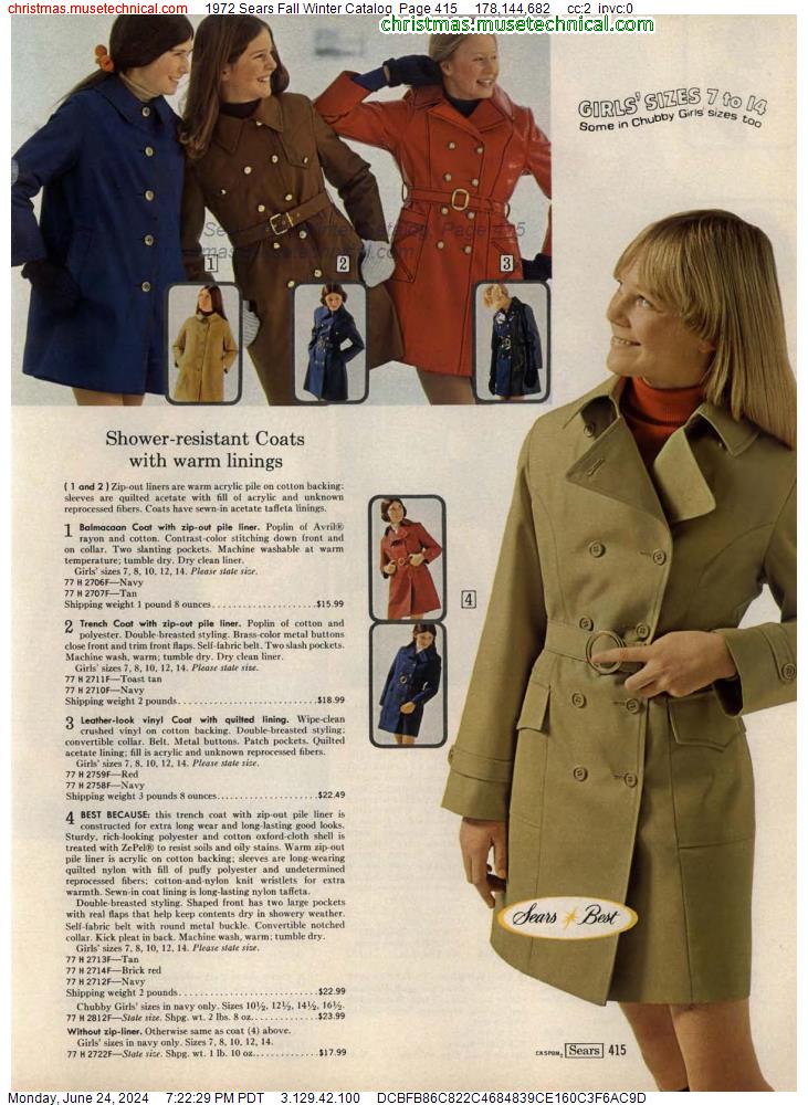 1972 Sears Fall Winter Catalog, Page 415