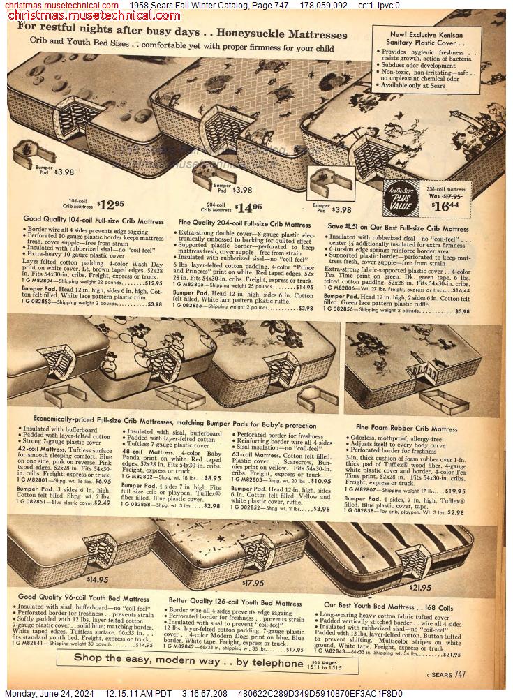 1958 Sears Fall Winter Catalog, Page 747