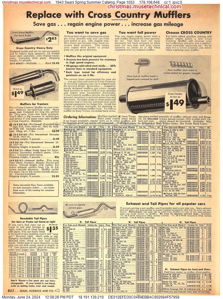 1943 Sears Spring Summer Catalog, Page 1053
