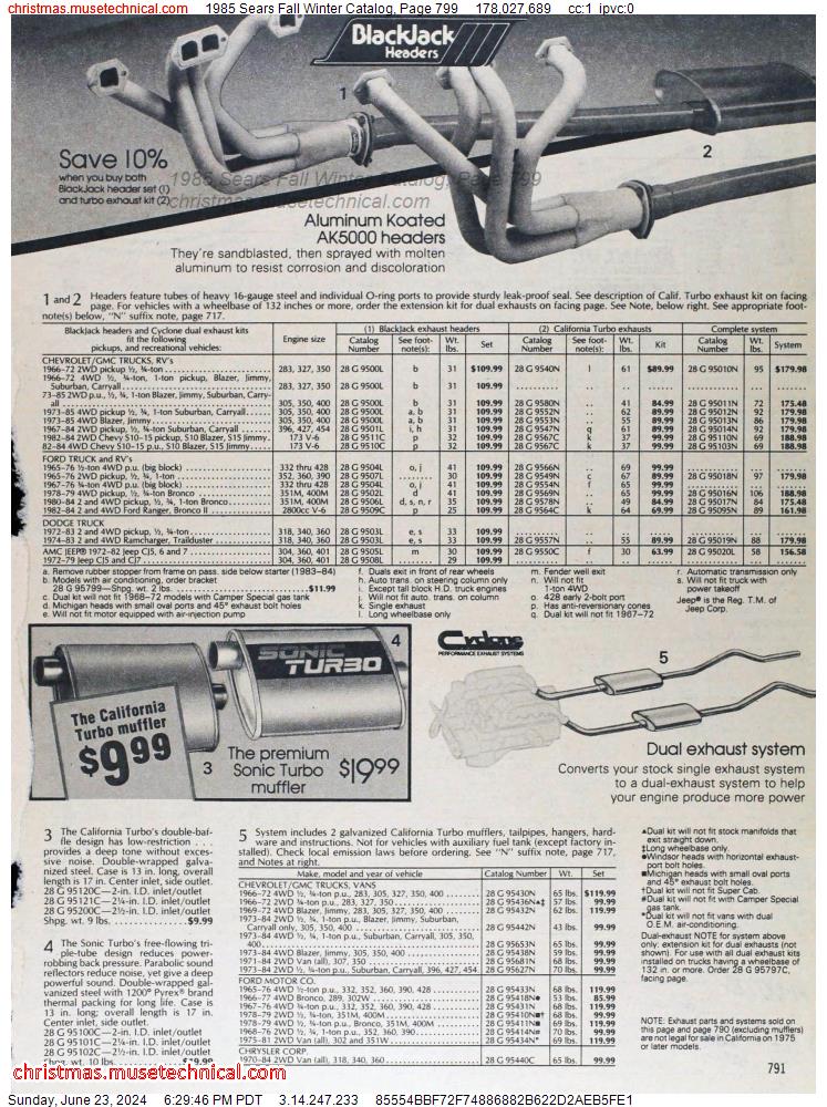1985 Sears Fall Winter Catalog, Page 799