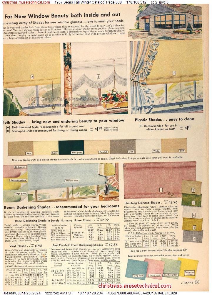 1957 Sears Fall Winter Catalog, Page 838