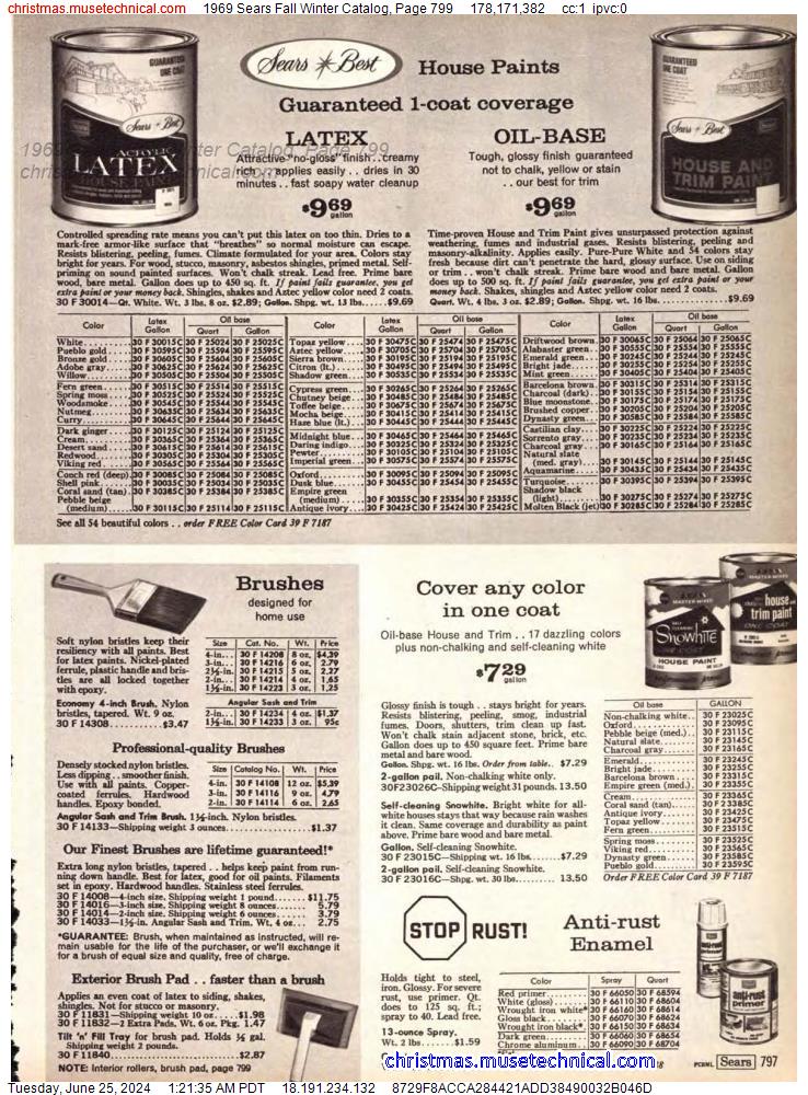 1969 Sears Fall Winter Catalog, Page 799