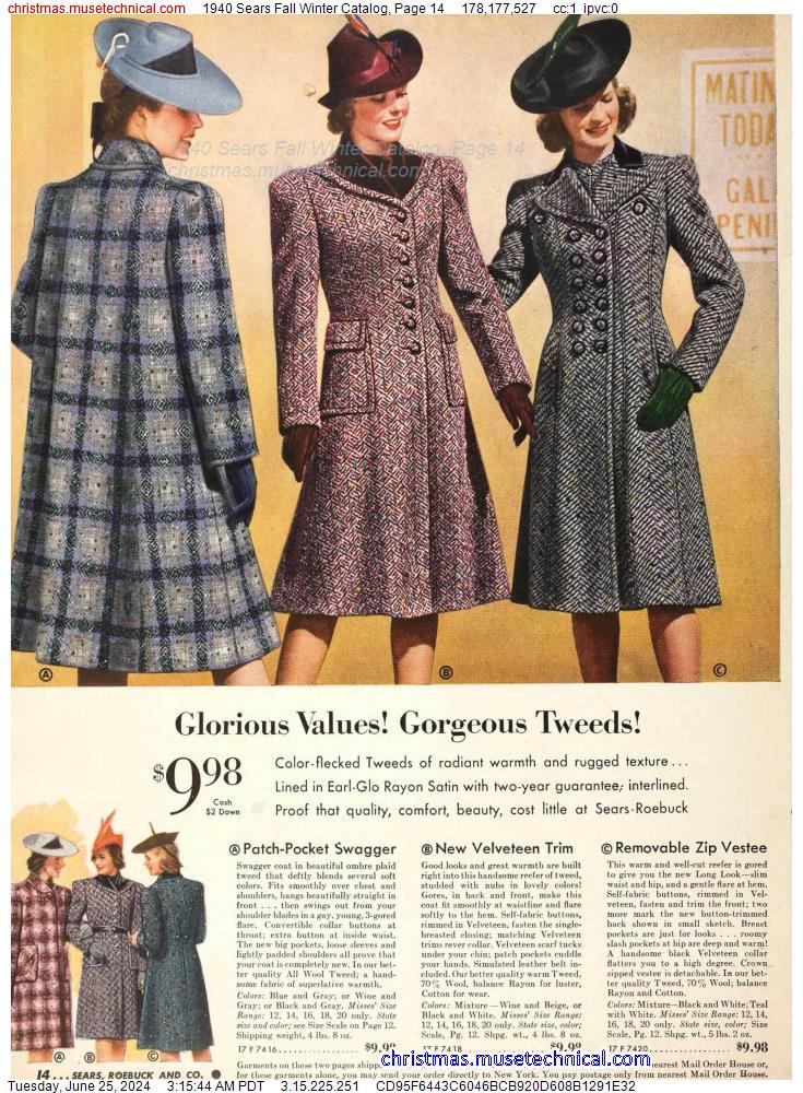 1940 Sears Fall Winter Catalog, Page 14