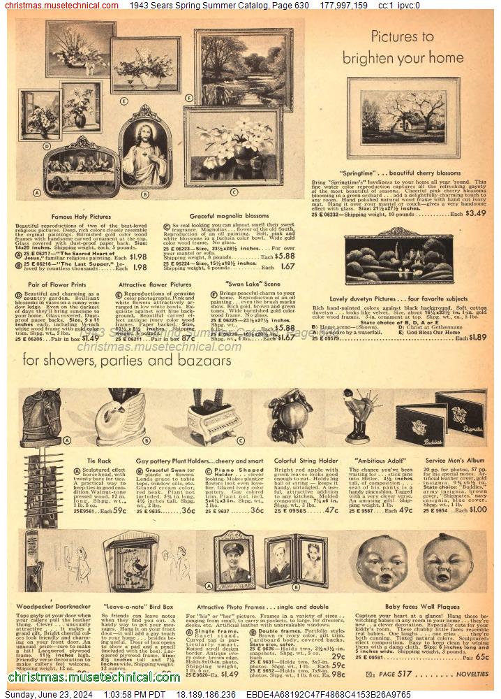 1943 Sears Spring Summer Catalog, Page 630