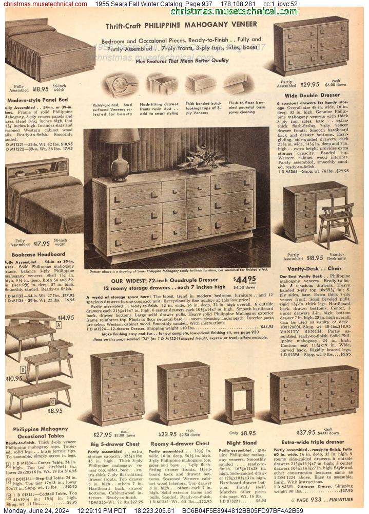 1955 Sears Fall Winter Catalog, Page 937