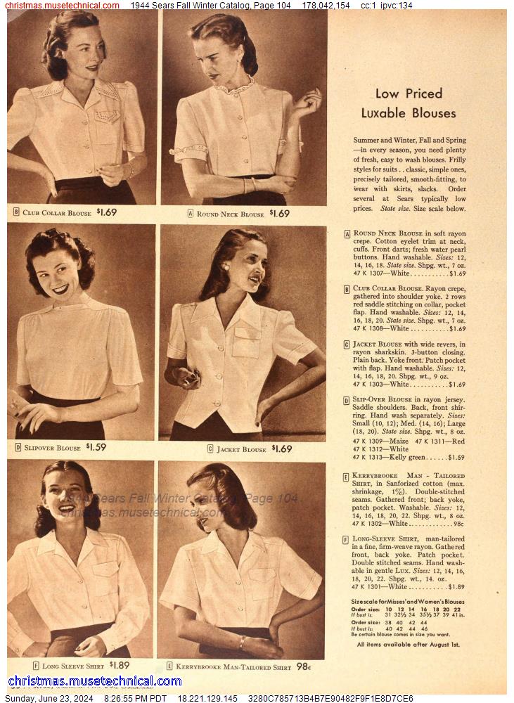 1944 Sears Fall Winter Catalog, Page 104