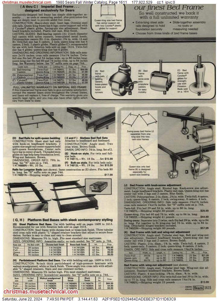 1980 Sears Fall Winter Catalog, Page 1611