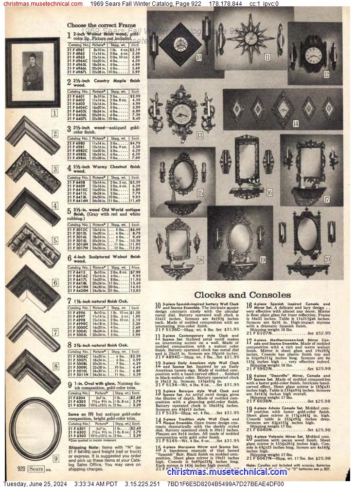 1969 Sears Fall Winter Catalog, Page 922