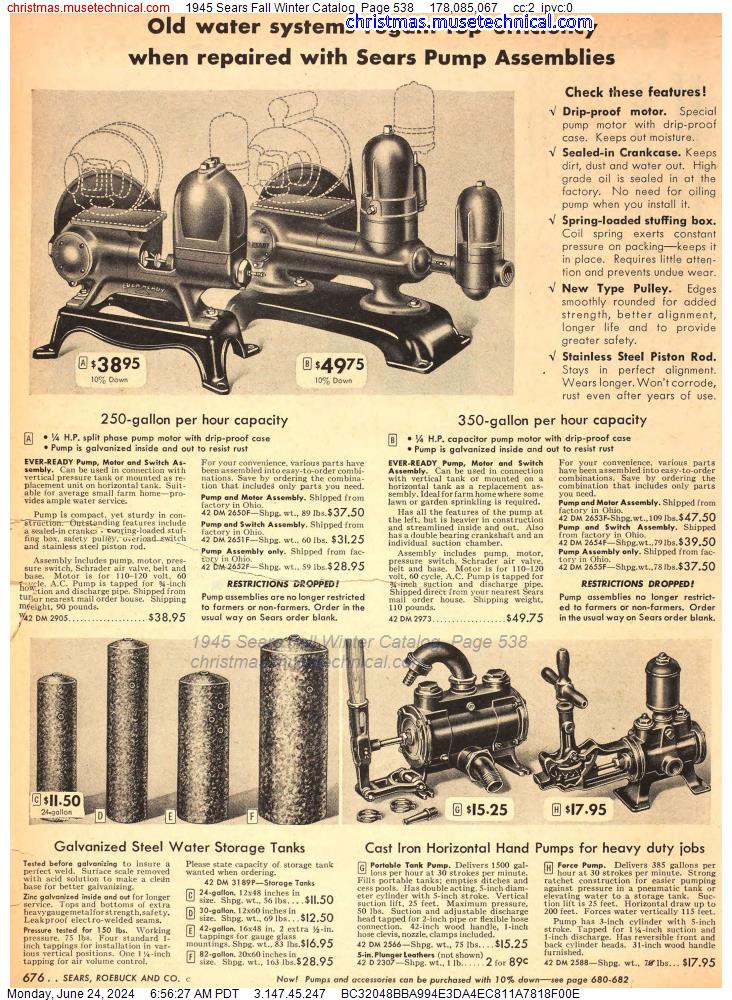 1945 Sears Fall Winter Catalog, Page 538