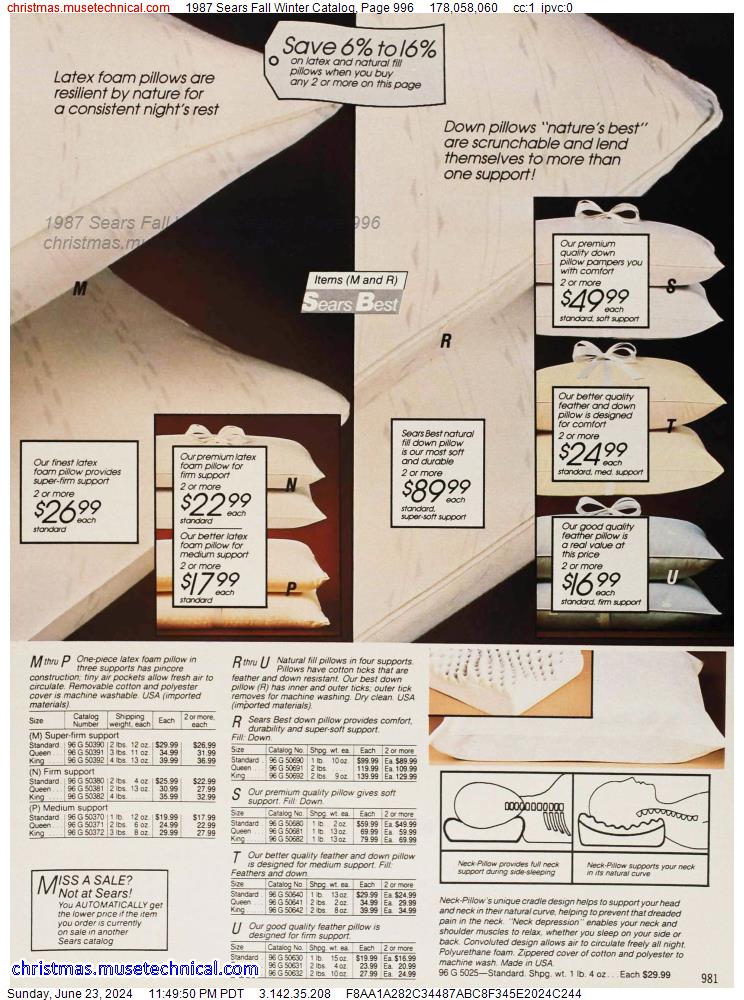 1987 Sears Fall Winter Catalog, Page 996