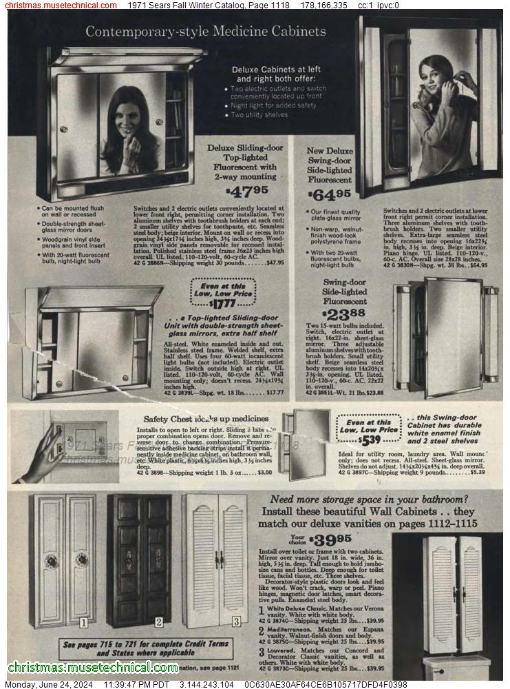 1971 Sears Fall Winter Catalog, Page 1118