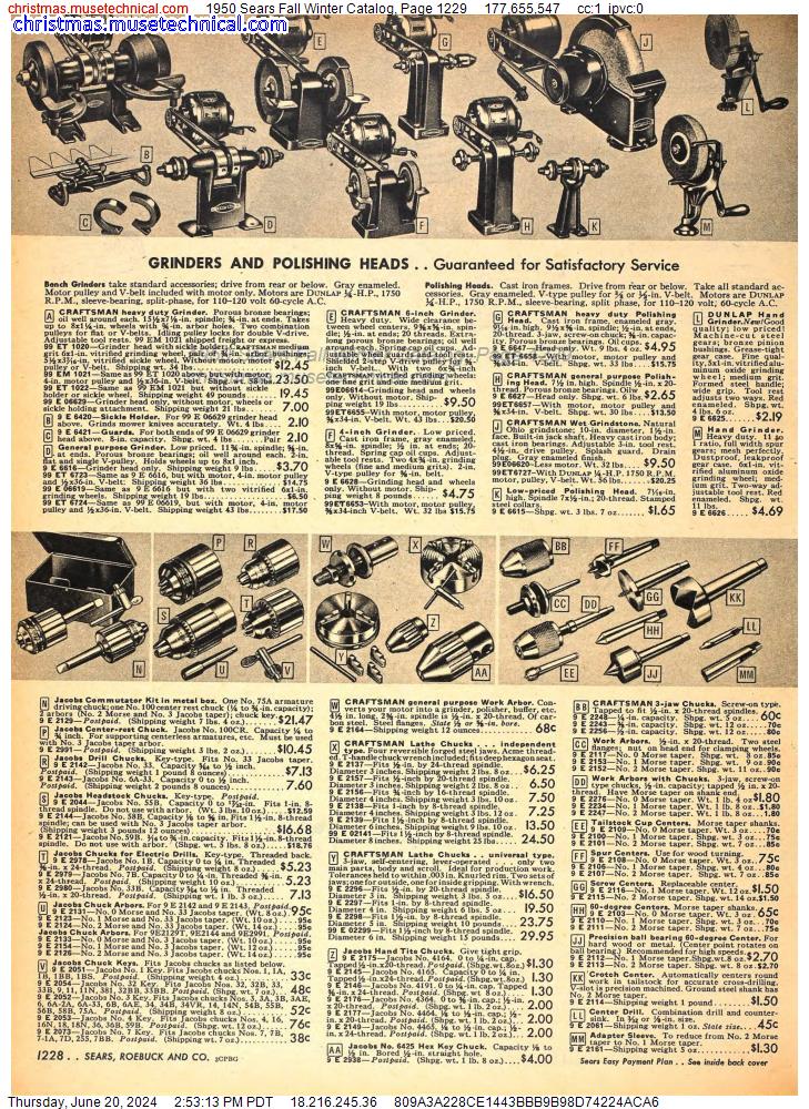 1950 Sears Fall Winter Catalog, Page 1229