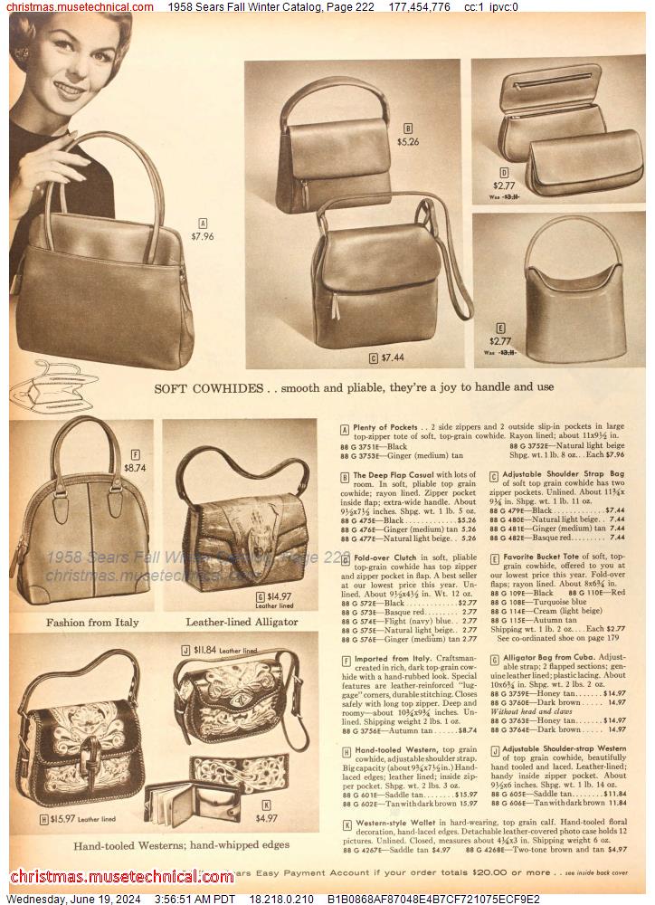 1958 Sears Fall Winter Catalog, Page 222