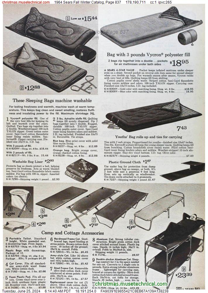 1964 Sears Fall Winter Catalog, Page 837