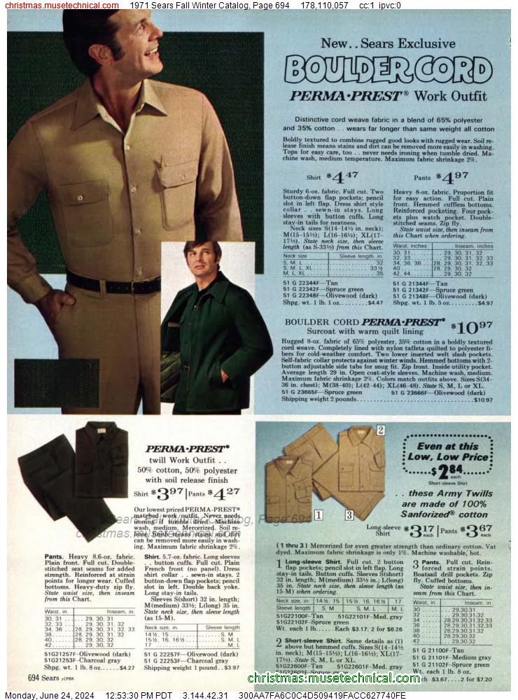 1971 Sears Fall Winter Catalog, Page 694
