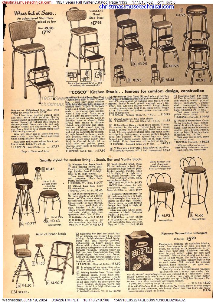 1957 Sears Fall Winter Catalog, Page 1133