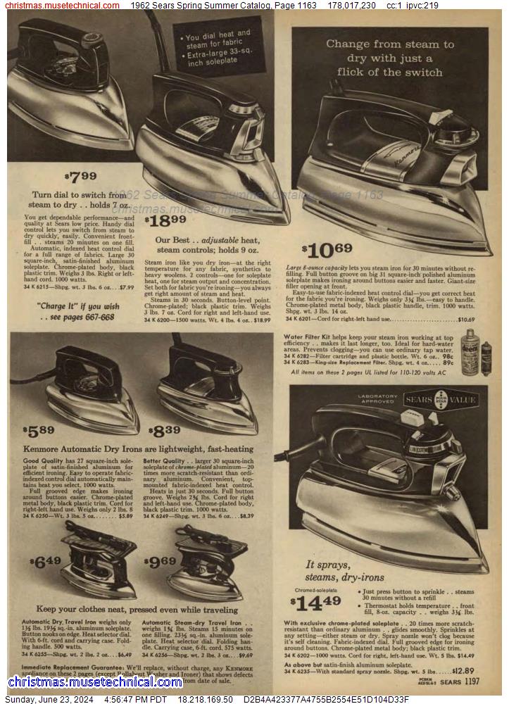1962 Sears Spring Summer Catalog, Page 1163