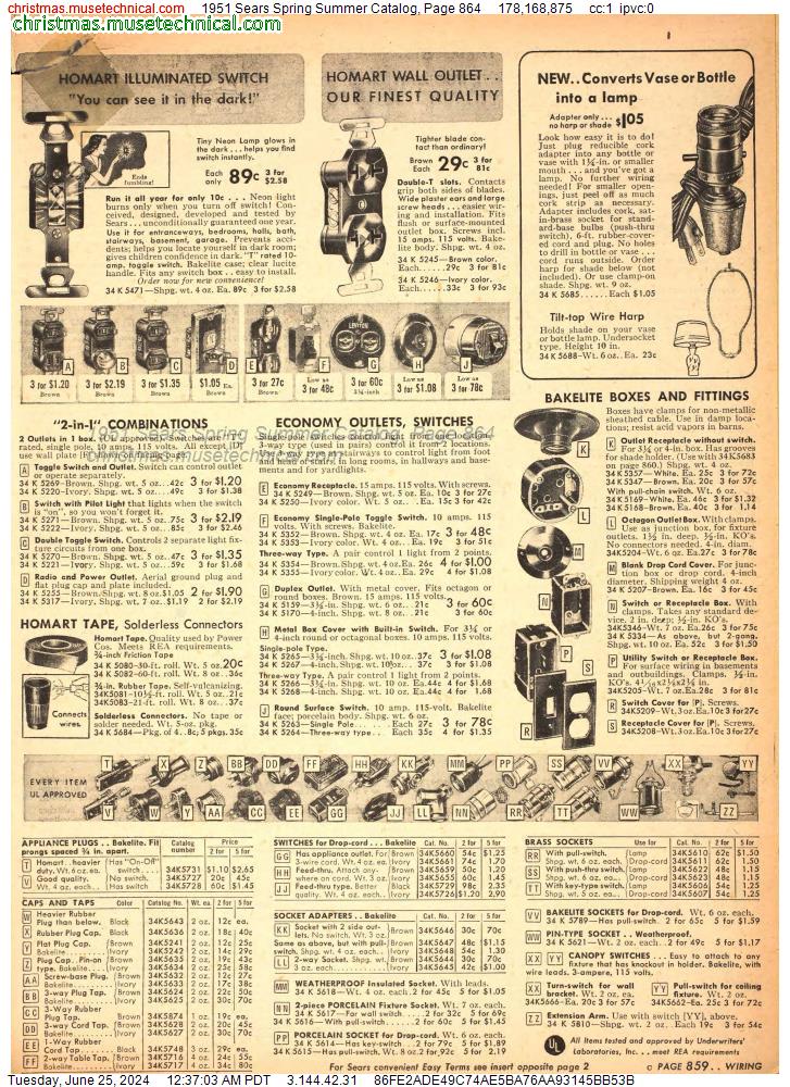 1951 Sears Spring Summer Catalog, Page 864