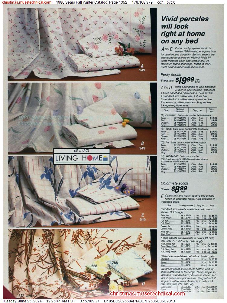 1986 Sears Fall Winter Catalog, Page 1352