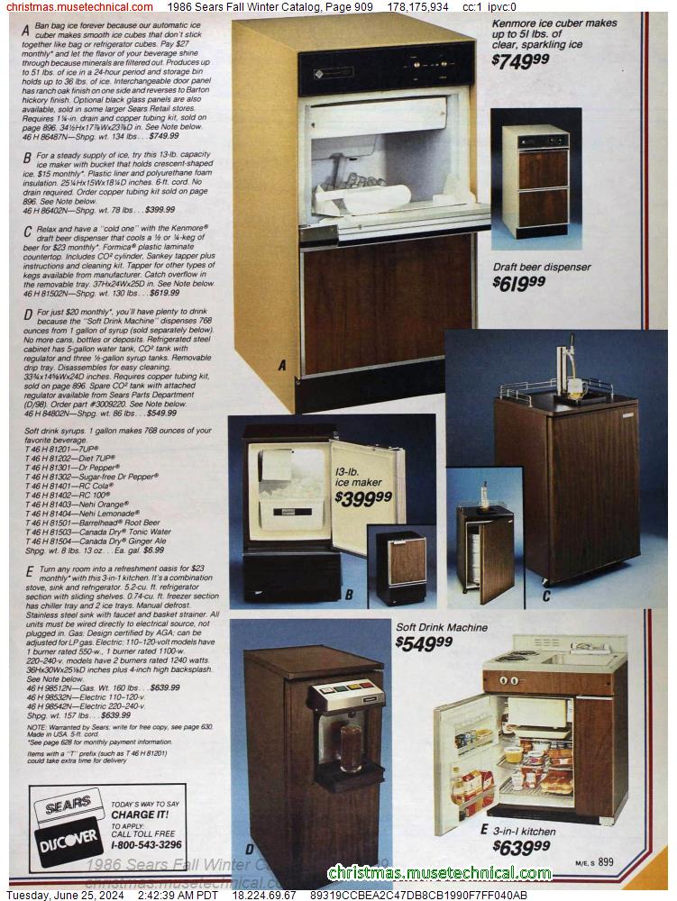 1986 Sears Fall Winter Catalog, Page 909