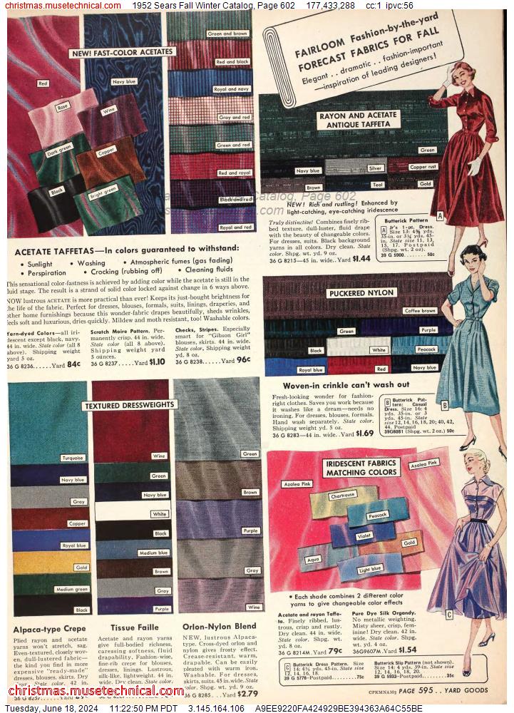 1952 Sears Fall Winter Catalog, Page 602