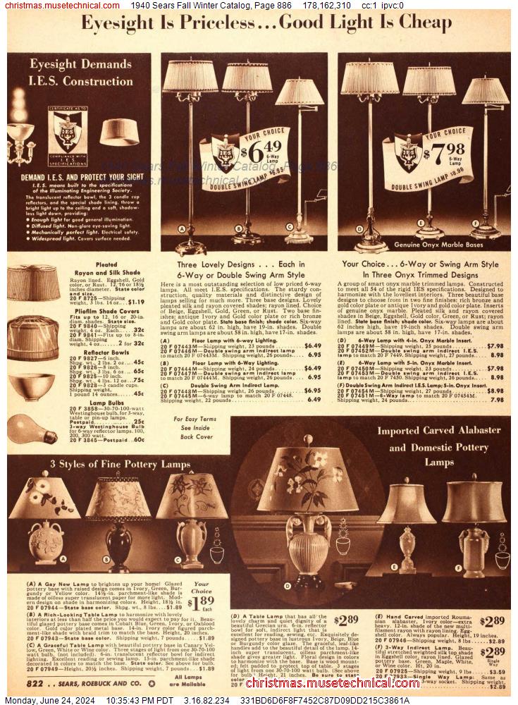 1940 Sears Fall Winter Catalog, Page 886