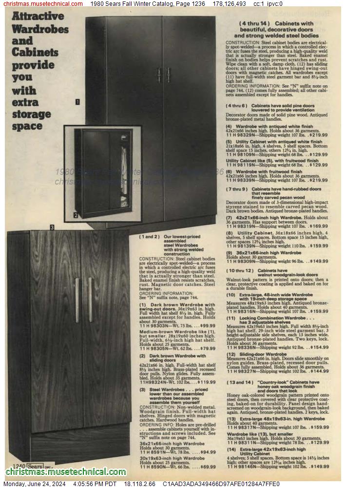 1980 Sears Fall Winter Catalog, Page 1236