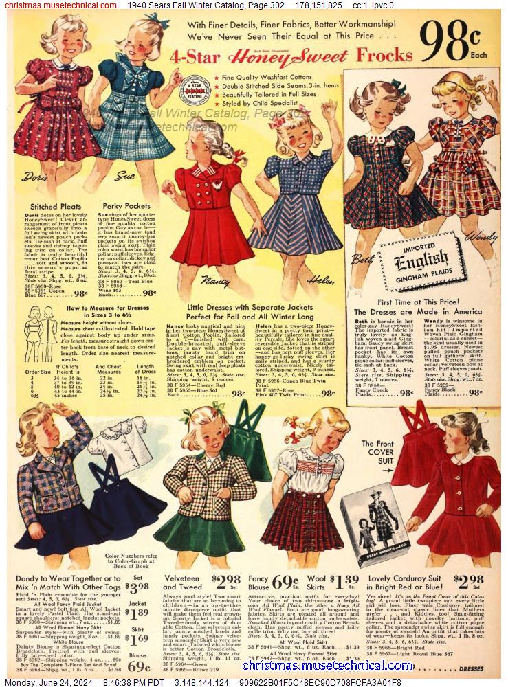 1940 Sears Fall Winter Catalog, Page 302