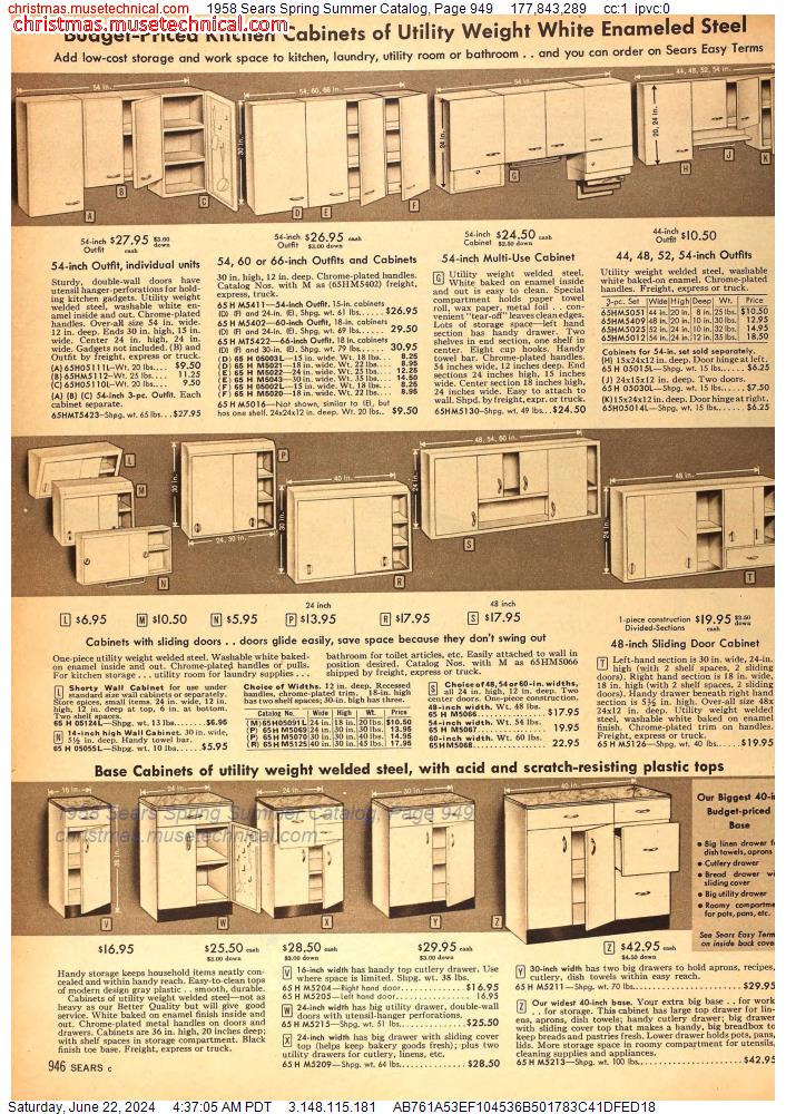 1958 Sears Spring Summer Catalog, Page 949