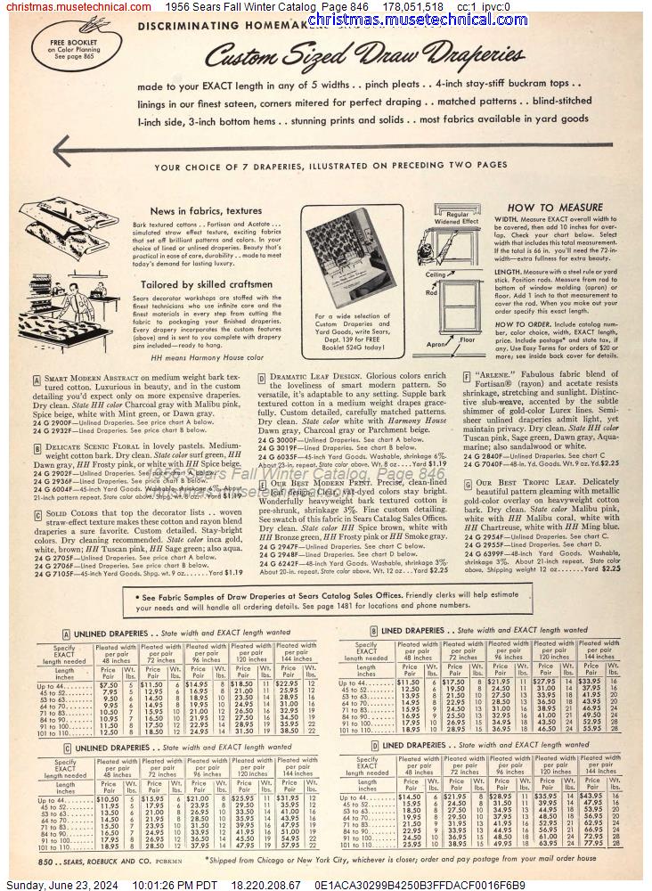 1956 Sears Fall Winter Catalog, Page 846