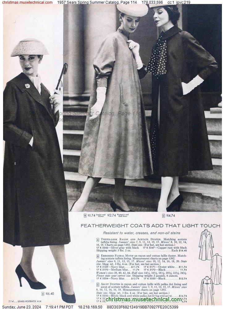 1957 Sears Spring Summer Catalog, Page 114